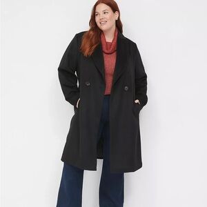 Lane Bryant Double-Breasted Wool Coat in Black 24W